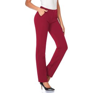 imageTapata Womens 28303234 Stretchy Straight Dress Pants with Pockets Tall Petite Regular for Office Work BusinessNew Burgundy