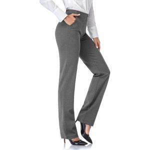 imageTapata Womens 28303234 Stretchy Straight Dress Pants with Pockets Tall Petite Regular for Office Work BusinessNew Charcoal