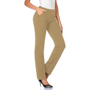 imageTapata Womens 28303234 Stretchy Straight Dress Pants with Pockets Tall Petite Regular for Office Work BusinessOatmeal