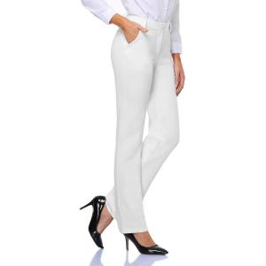 imageTapata Womens 28303234 Stretchy Straight Dress Pants with Pockets Tall Petite Regular for Office Work BusinessWhite