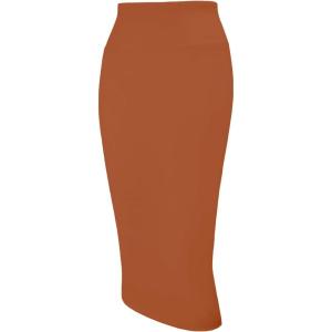 imageTapata Womens Office Work Pencil Skirt Stretch High Waist Below Knee Bodycon for Business CasualBrown