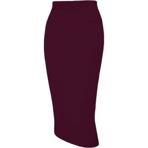 imageTapata Womens Office Work Pencil Skirt Stretch High Waist Below Knee Bodycon for Business CasualBurgundy