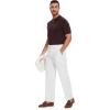 imageTapata Mens Linen Casual Dress Pants Lightweight Elastic Waist Slacks Straight Leg Regular Fit Trousers for Work BusinessWhite