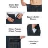 imageTapata Mens Relaxed Fit Cargo Jeans Elastic Waist 6 Pockets Straight Leg Work Utility PantsVintage Grey Blue