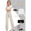 imageTapata Women Wide Leg Pants High Waisted Dress Trousers Casual Elastic Pockets Business Work SlacksBeige