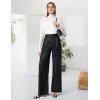imageTapata Women Wide Leg Pants High Waisted Dress Trousers Casual Elastic Pockets Business Work SlacksBlack  Shiny Faux Leather