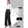 imageTapata Women Wide Leg Pants High Waisted Dress Trousers Casual Elastic Pockets Business Work SlacksBlack  Shiny Faux Leather