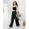 imageTapata Women Wide Leg Pants High Waisted Dress Trousers Casual Elastic Pockets Business Work SlacksBlack