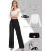imageTapata Women Wide Leg Pants High Waisted Dress Trousers Casual Elastic Pockets Business Work SlacksBlack