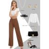 imageTapata Women Wide Leg Pants High Waisted Dress Trousers Casual Elastic Pockets Business Work SlacksBrown