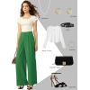 imageTapata Women Wide Leg Pants High Waisted Dress Trousers Casual Elastic Pockets Business Work SlacksGreen  Linen Texture