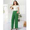 imageTapata Women Wide Leg Pants High Waisted Dress Trousers Casual Elastic Pockets Business Work SlacksGreen  Linen Texture