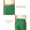 imageTapata Women Wide Leg Pants High Waisted Dress Trousers Casual Elastic Pockets Business Work SlacksGreen  Linen Texture