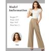 imageTapata Women Wide Leg Pants High Waisted Dress Trousers Casual Elastic Pockets Business Work SlacksKhaki  Linen Texture