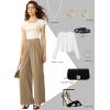 imageTapata Women Wide Leg Pants High Waisted Dress Trousers Casual Elastic Pockets Business Work SlacksKhaki  Linen Texture