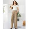 imageTapata Women Wide Leg Pants High Waisted Dress Trousers Casual Elastic Pockets Business Work SlacksKhaki  Linen Texture