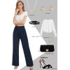 imageTapata Women Wide Leg Pants High Waisted Dress Trousers Casual Elastic Pockets Business Work SlacksNavy Blue