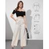 imageTapata Women Wide Leg Pants High Waisted Dress Trousers Casual Elastic Pockets Business Work SlacksPlaid Beige