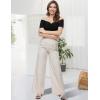 imageTapata Women Wide Leg Pants High Waisted Dress Trousers Casual Elastic Pockets Business Work SlacksPlaid Beige