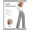 imageTapata Women Wide Leg Pants High Waisted Dress Trousers Casual Elastic Pockets Business Work SlacksPlaid Black