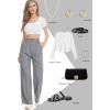 imageTapata Women Wide Leg Pants High Waisted Dress Trousers Casual Elastic Pockets Business Work SlacksPlaid Black