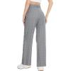 imageTapata Women Wide Leg Pants High Waisted Dress Trousers Casual Elastic Pockets Business Work SlacksPlaid Black
