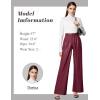 imageTapata Women Wide Leg Pants High Waisted Dress Trousers Casual Elastic Pockets Business Work SlacksRed  Shiny Faux Leather