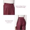 imageTapata Women Wide Leg Pants High Waisted Dress Trousers Casual Elastic Pockets Business Work SlacksRed  Shiny Faux Leather