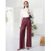 imageTapata Women Wide Leg Pants High Waisted Dress Trousers Casual Elastic Pockets Business Work SlacksRed  Shiny Faux Leather