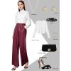 imageTapata Women Wide Leg Pants High Waisted Dress Trousers Casual Elastic Pockets Business Work SlacksRed  Shiny Faux Leather