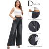 imageTapata Womens 24quot27quot30quot33quot Inseam Wide Leg Jeans Petite Elastic Waist Baggy Denim Pants Long Palazzo TrousersBlack