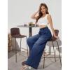 imageTapata Womens 24quot27quot30quot33quot Inseam Wide Leg Jeans Petite Elastic Waist Baggy Denim Pants Long Palazzo TrousersDark Blue