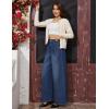 imageTapata Womens 24quot27quot30quot33quot Inseam Wide Leg Jeans Petite Elastic Waist Baggy Denim Pants Long Palazzo TrousersDark Blue