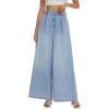 imageTapata Womens 24quot27quot30quot33quot Inseam Wide Leg Jeans Petite Elastic Waist Baggy Denim Pants Long Palazzo TrousersLight Blue