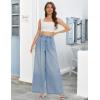 imageTapata Womens 24quot27quot30quot33quot Inseam Wide Leg Jeans Petite Elastic Waist Baggy Denim Pants Long Palazzo TrousersLight Blue
