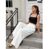 imageTapata Womens 24quot27quot30quot33quot Inseam Wide Leg Jeans Petite Elastic Waist Baggy Denim Pants Long Palazzo TrousersWhite