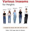 imageTapata Womens 26quot28quot30quot32quot34quot Cargo Jeans Straight Leg Short Petite Regular Tall Denim Relaxed Y2K PantsDeep Blue
