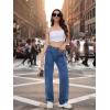 imageTapata Womens 26quot28quot30quot32quot34quot Cargo Jeans Straight Leg Short Petite Regular Tall Denim Relaxed Y2K PantsDeep Blue