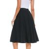 imageTapata Womens Petite Regular Tall Pleated Chiffon Skirt Midi High Elastic Waist A Line Swing SkirtsBlack