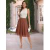 imageTapata Womens Petite Regular Tall Pleated Chiffon Skirt Midi High Elastic Waist A Line Swing SkirtsBrown