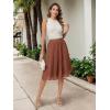 imageTapata Womens Petite Regular Tall Pleated Chiffon Skirt Midi High Elastic Waist A Line Swing SkirtsBrown