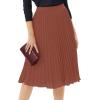 imageTapata Womens Petite Regular Tall Pleated Chiffon Skirt Midi High Elastic Waist A Line Swing SkirtsBrown