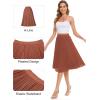 imageTapata Womens Petite Regular Tall Pleated Chiffon Skirt Midi High Elastic Waist A Line Swing SkirtsBrown