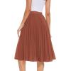 imageTapata Womens Petite Regular Tall Pleated Chiffon Skirt Midi High Elastic Waist A Line Swing SkirtsBrown
