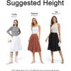imageTapata Womens Petite Regular Tall Pleated Chiffon Skirt Midi High Elastic Waist A Line Swing SkirtsGreen