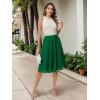 imageTapata Womens Petite Regular Tall Pleated Chiffon Skirt Midi High Elastic Waist A Line Swing SkirtsGreen