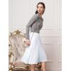 imageTapata Womens Petite Regular Tall Pleated Chiffon Skirt Midi High Elastic Waist A Line Swing SkirtsWhite