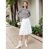 imageTapata Womens Petite Regular Tall Pleated Chiffon Skirt Midi High Elastic Waist A Line Swing SkirtsWhite