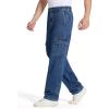 imageTapata Mens Relaxed Fit Cargo Jeans Elastic Waist 6 Pockets Straight Leg Work Utility PantsBlue