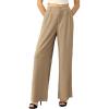 imageTapata Women Wide Leg Pants High Waisted Dress Trousers Casual Elastic Pockets Business Work SlacksKhaki  Linen Texture